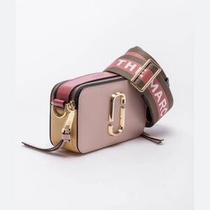 Marc Jacobs Pink and Gold Crossbody Bag with Logo Strap SNAPSHOT